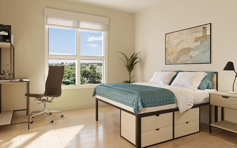 furnished apartment bedroom